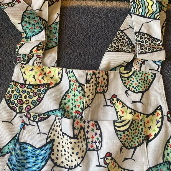 L.A Soul Retro Chicken Print Lightweight Corduroy Overalls - Picture 3 of 11